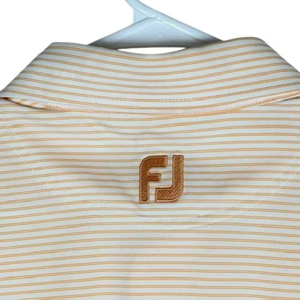 FootJoy Mens Orange Striped Presidio Golf Course‎ ProDry Polo Shirt Large XL